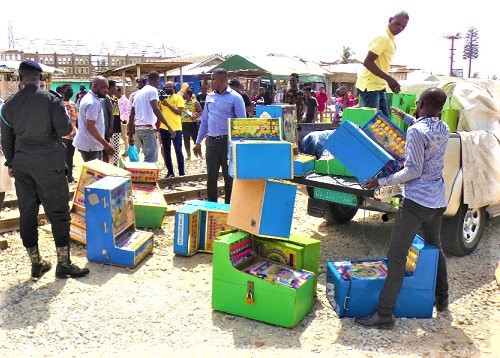  Gaming Commission task force confiscating some illegal slot machines from operators. Picture: ELVIS NII NOI DOWUONA